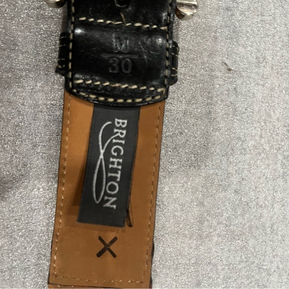 [M]Brighton Black Vintage Leather Western Style Belt Scalloped shape - Picture 5 of 7